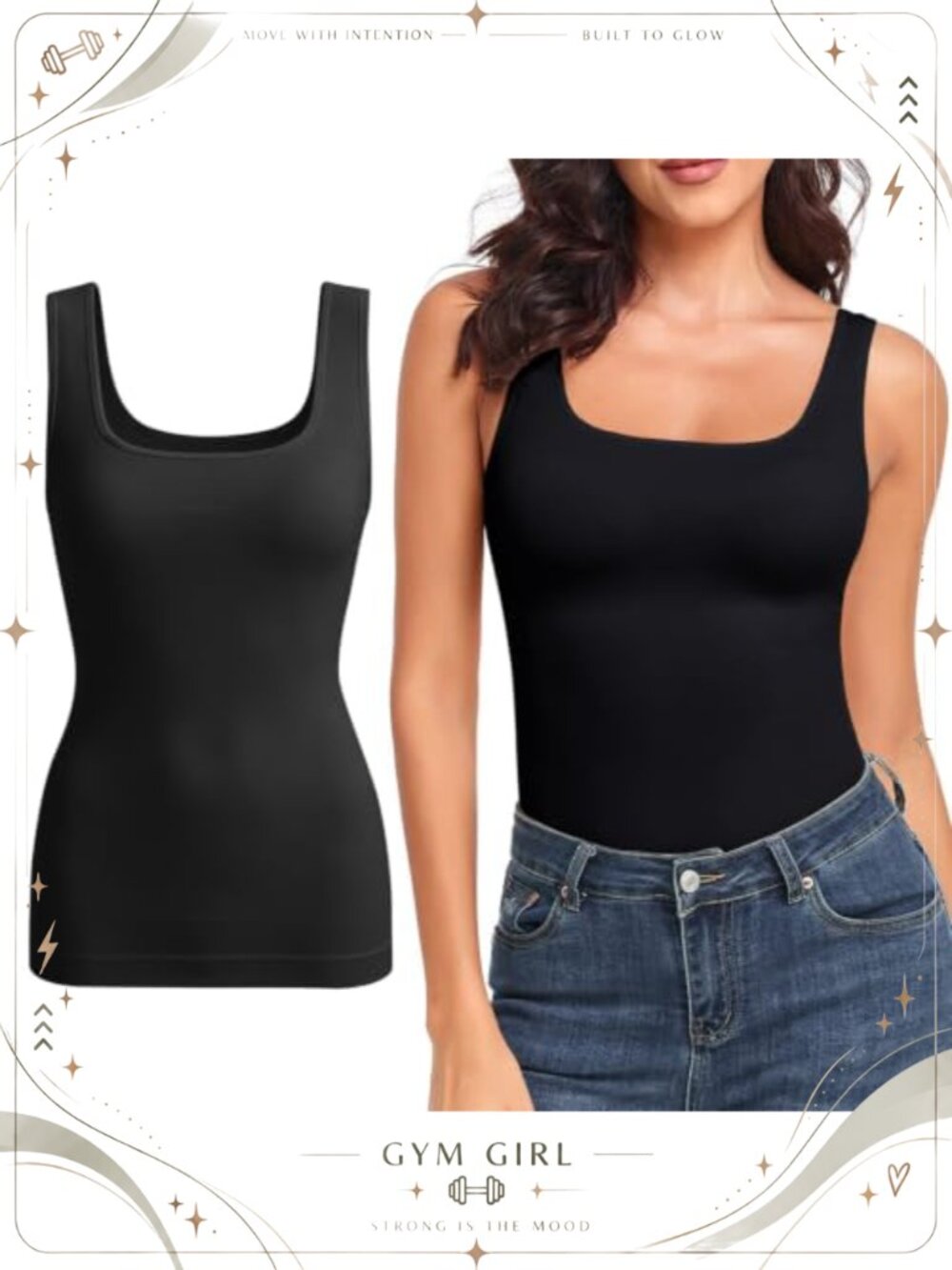 Tummy Control Shapewear Tank Top Square Neck Seamless Body Shaper